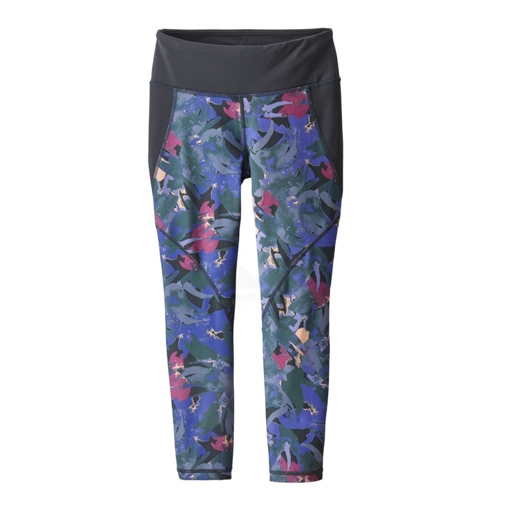 Patagonia Blue Purple Mid Rise Centered Crop Active Leggings Recycled Large